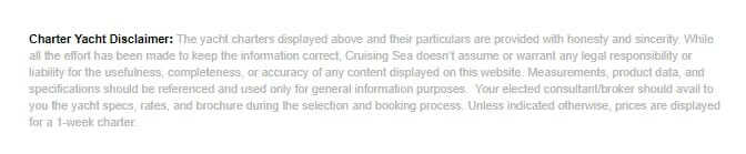 Yacht Charter Disclaimer