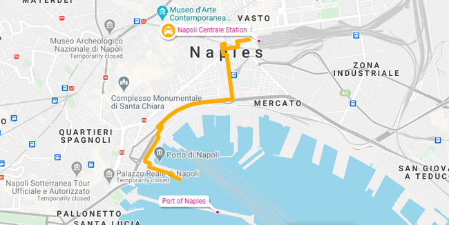 From Naples Train Station to Naples Port