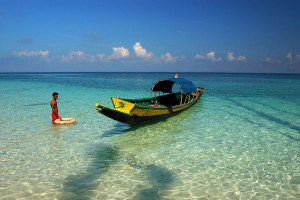Man in the water in Southeast Asia
