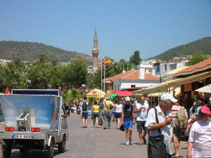 People strolling in the stret of BODRUM