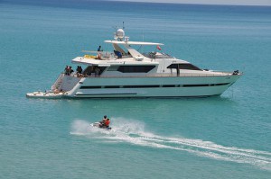 power boat on the water