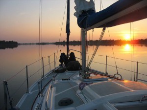 Man alone on a yacht