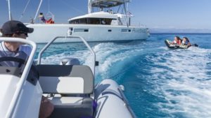 Lagoon 52 on the water