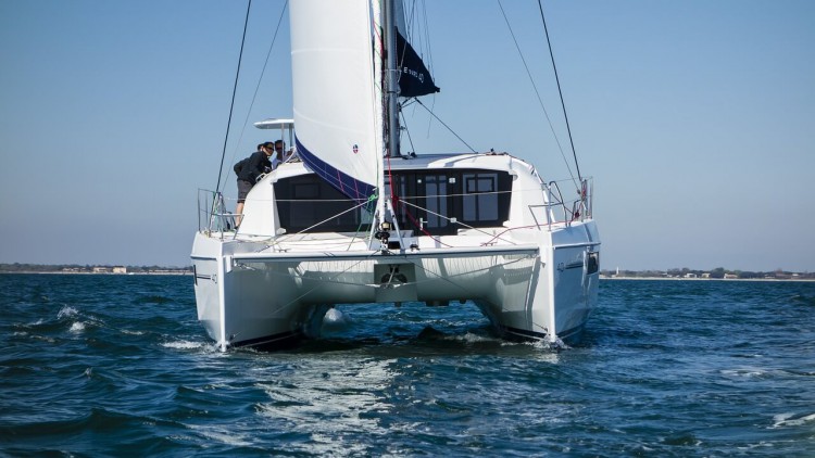Catamaran on the water