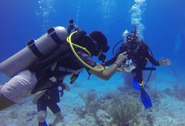 Scuba-diving on a crewed yacht charter