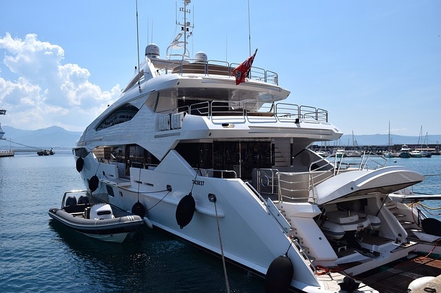 Luxury yacht in a marina in France