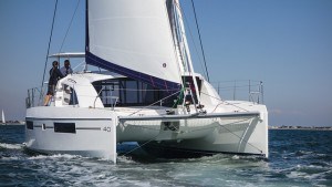 Catamaran on the water