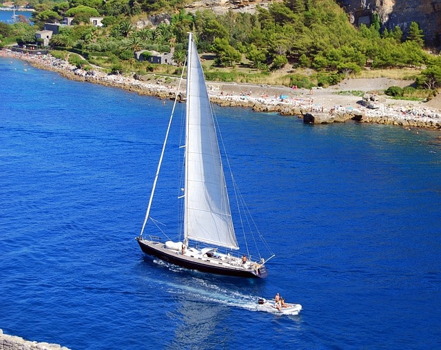 Sailing yacht on the water