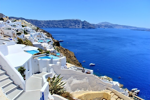 View on Santorini sea