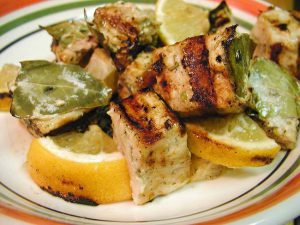 Fish with lemon on a plate