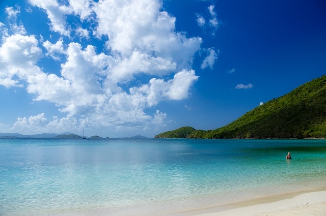 View on a beach in the Caribbean