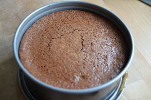 Chocolate cake on a table