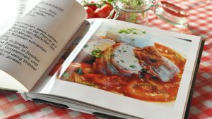 Book recipe on a table