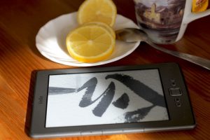 Kindle book on the table