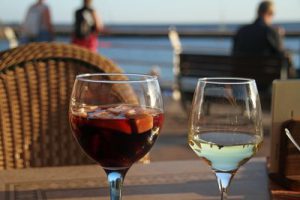 Wine on a table in Bodega restaurant