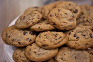 Chocolate ship cookies on a plate