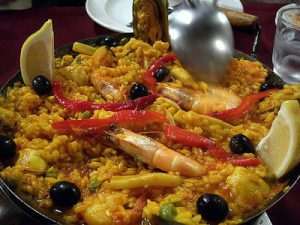 Paella seafood on a plate