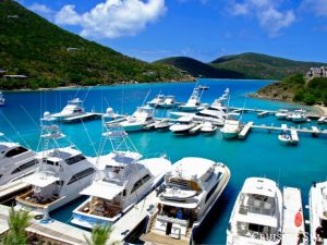 Boats in a marina in the Abacos Caribbean