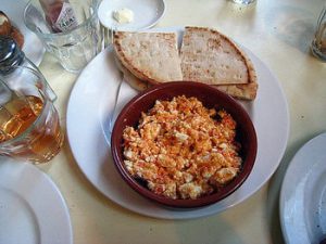 Cheese with chili on a plate