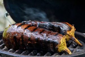 Eggplants on a grill