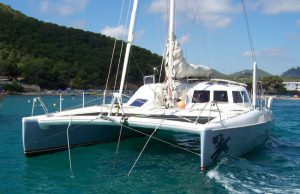 Catamaran on the water in Greece