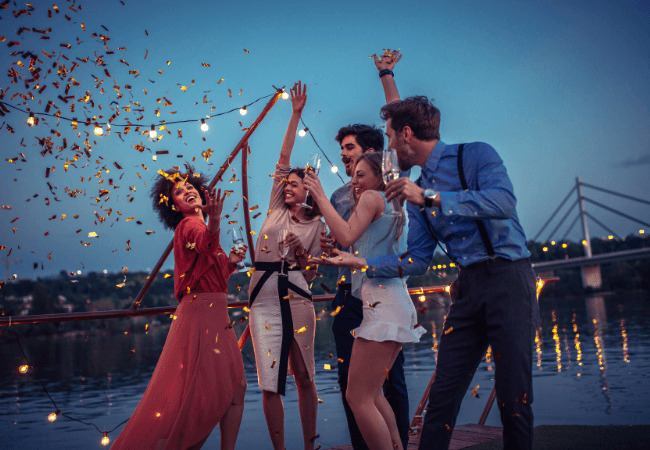 Picture of men' dress code on boat wedding