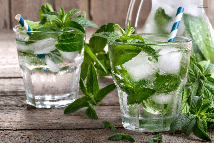 Drink mint water to stay cool on a boat