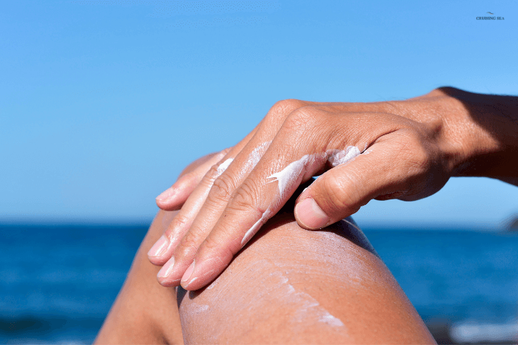 Wear sunscreen to stay cool a boat