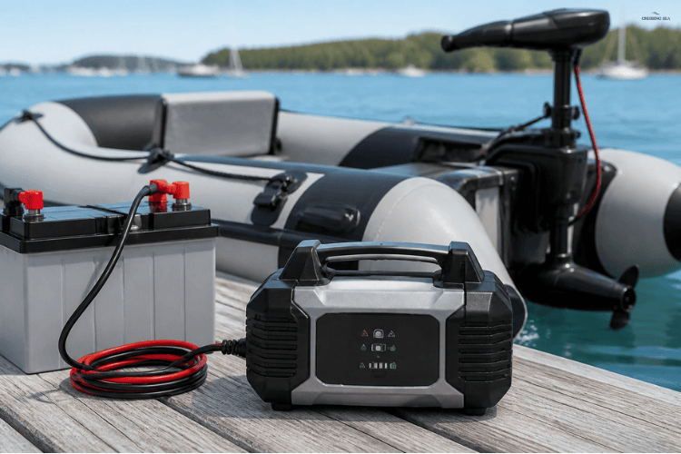 Compact marine battery for inflatable boats
