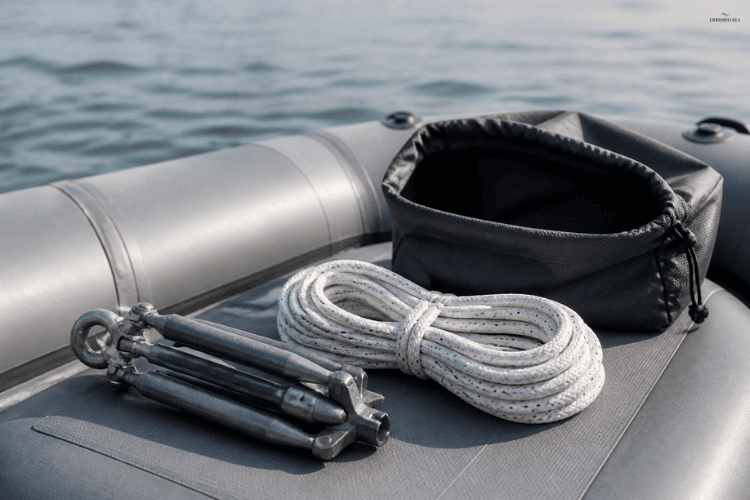 Foldable marine anchor for inflatable boats
