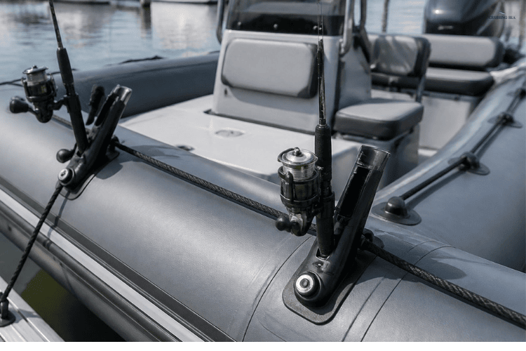 Rod holder for inflatable boats